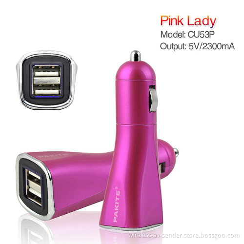Dual Lens 2300mA Car charger USB Car Charfer